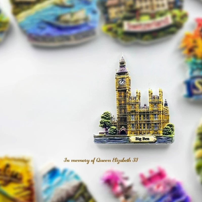 

Refrigerator Sticker Big Ben UK Travel London Clock Tower Home Magnets Creative Gift Ins3D Unique Retro Style