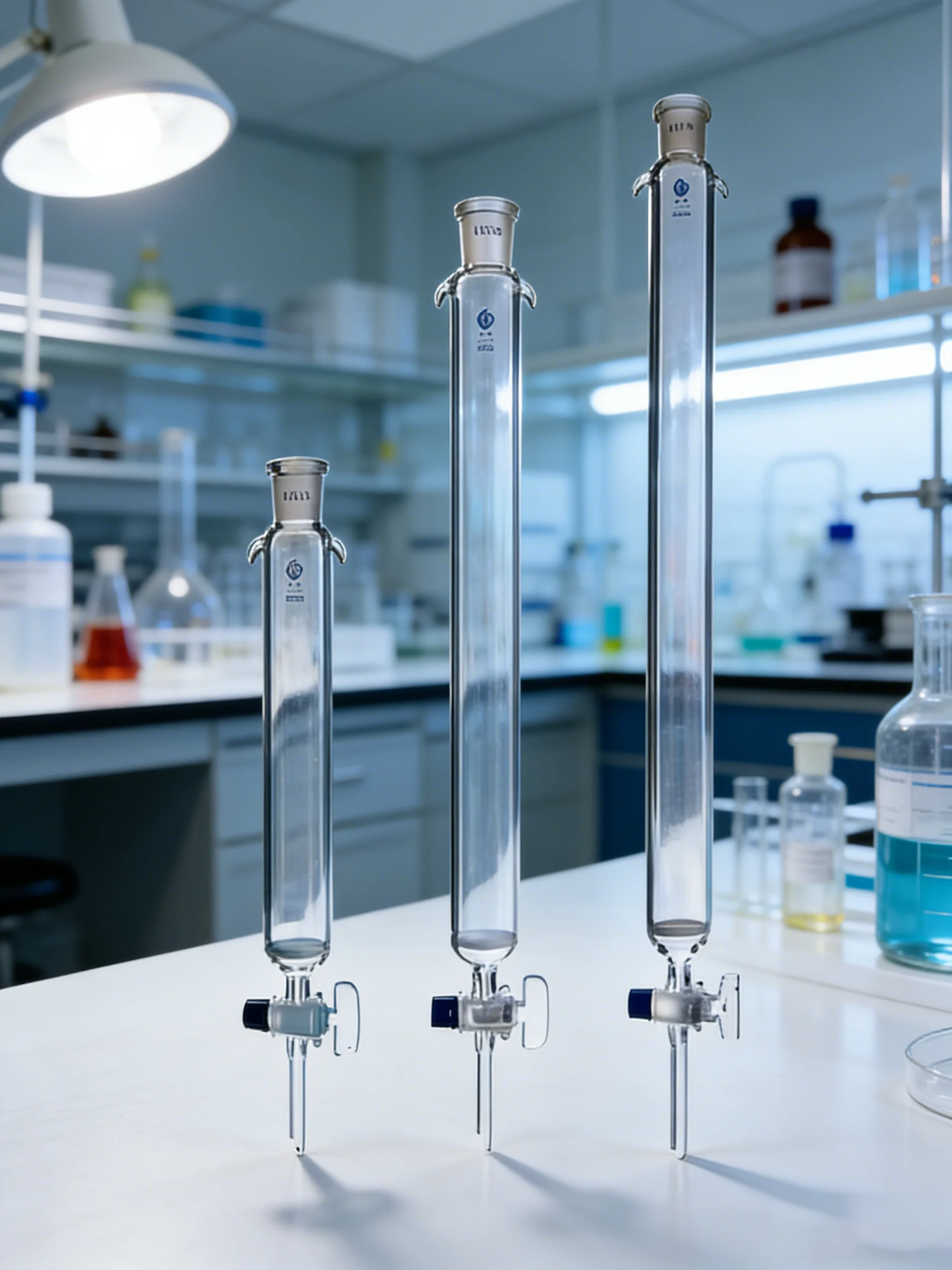 1pcs Caliber 24# Sand Core Glass chromatography Column with standard mouth， Chromatography Column with Glass Piston