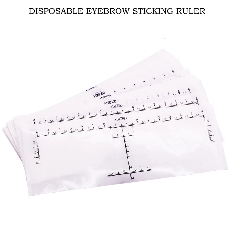 10pcs/pack Transparent Tattoo Eyebrow Ruler Sticker Shape Tool Microblading Guide Disposable Makeup Measurement Stencil Template