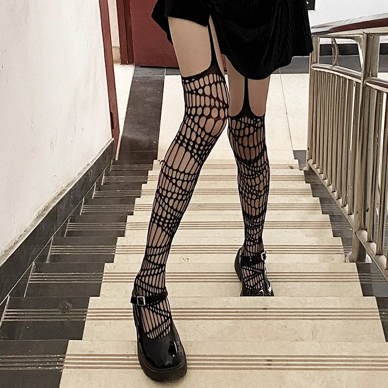 2023 mulheres sexy meias apertadas fishnet meia-calça meninas liga cinto collants calcinha-mangueira preto jacquard malha meias para mulheres