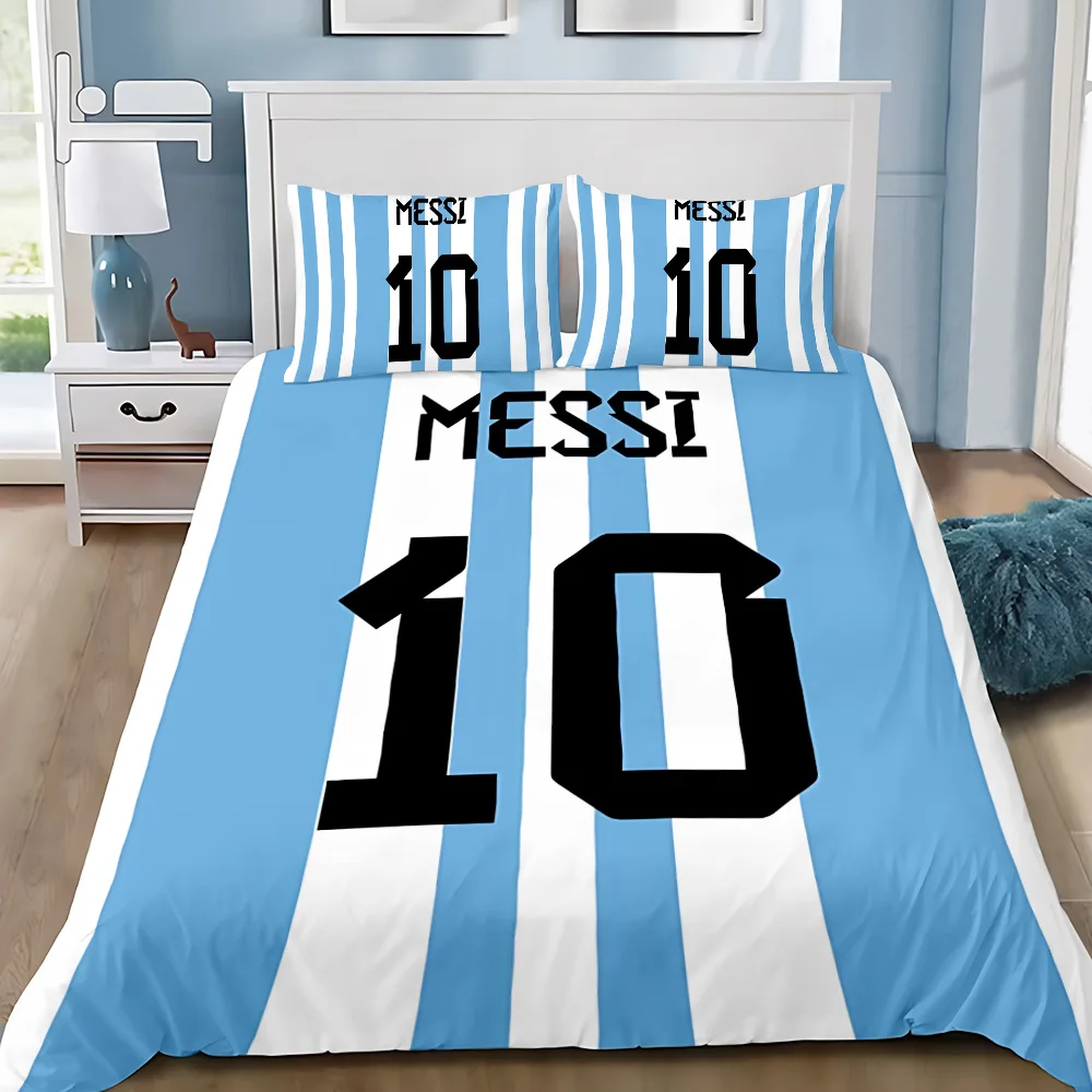 Duvet Cover Pillowcase Bedding Set Famous Footballer M-Messis Adult BoyGirl Bedroom Decoration Children Single Double Large Size