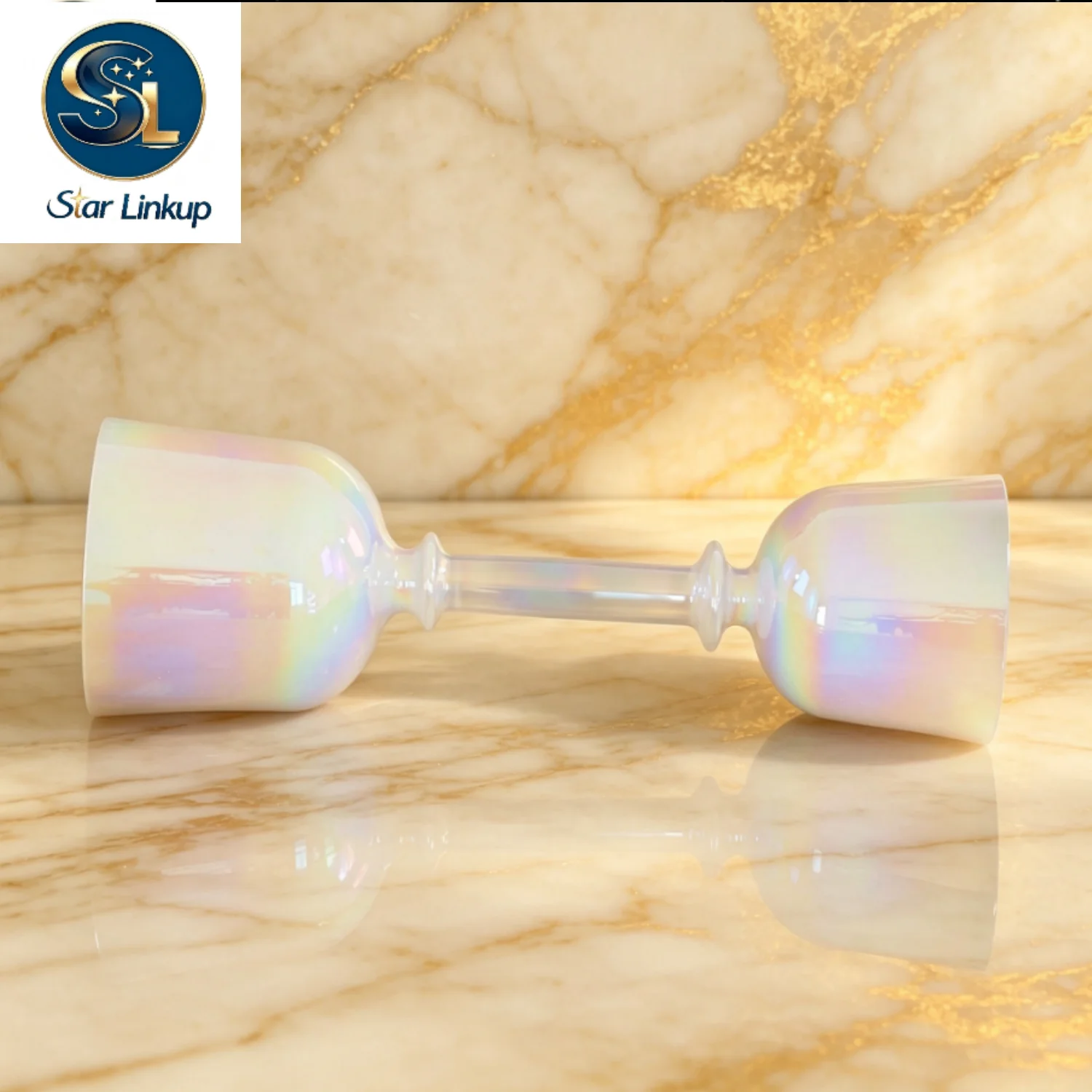 432Hz 7-8inch Colorful Clear Double Headed Cosmic Light Crystal Hand-held Singing Bowls Comes with Mallet
