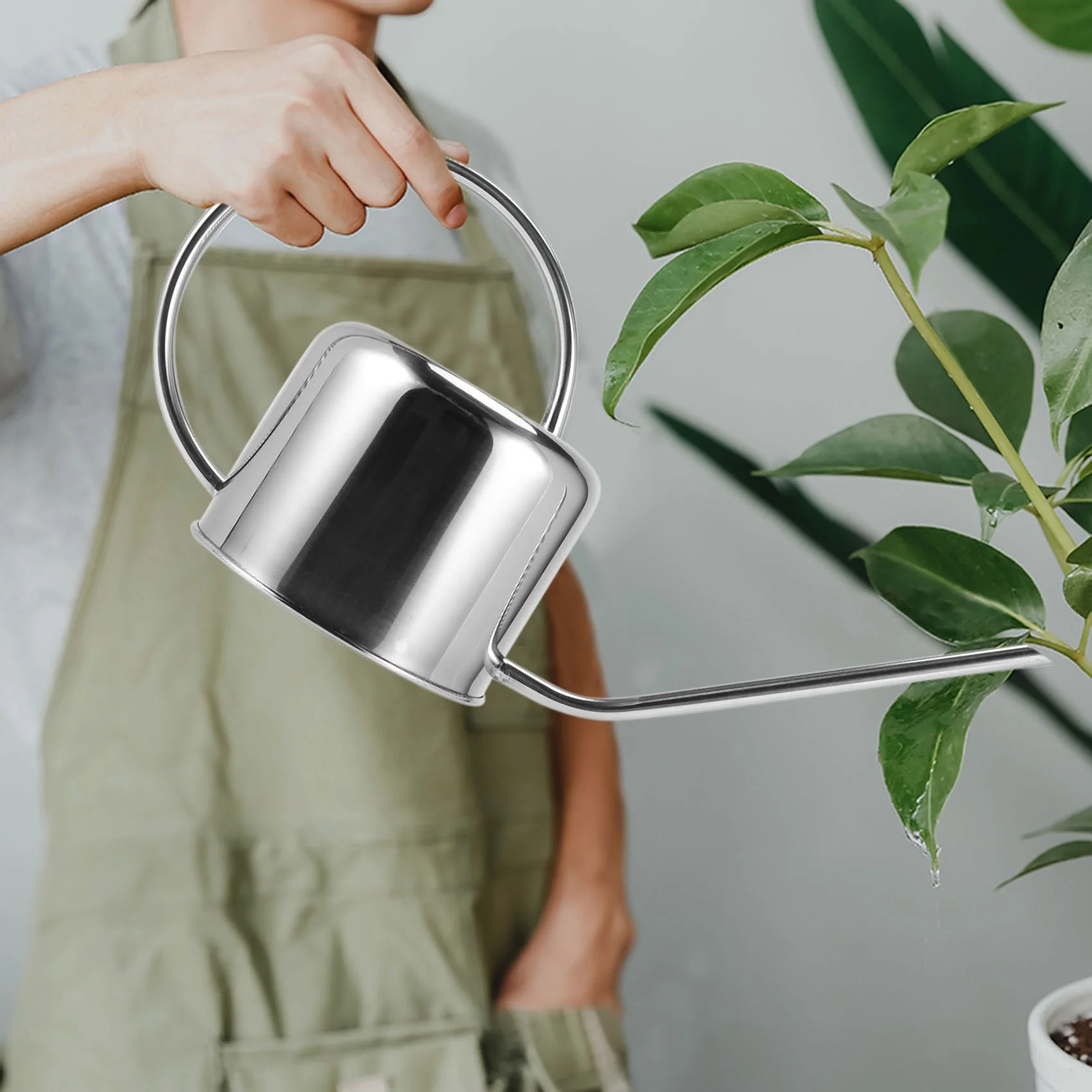 Pot penyiram berkebun Eropa, panci Stainless Steel 900Ml, panci mandi rumah tangga, bunga penyiraman kecil