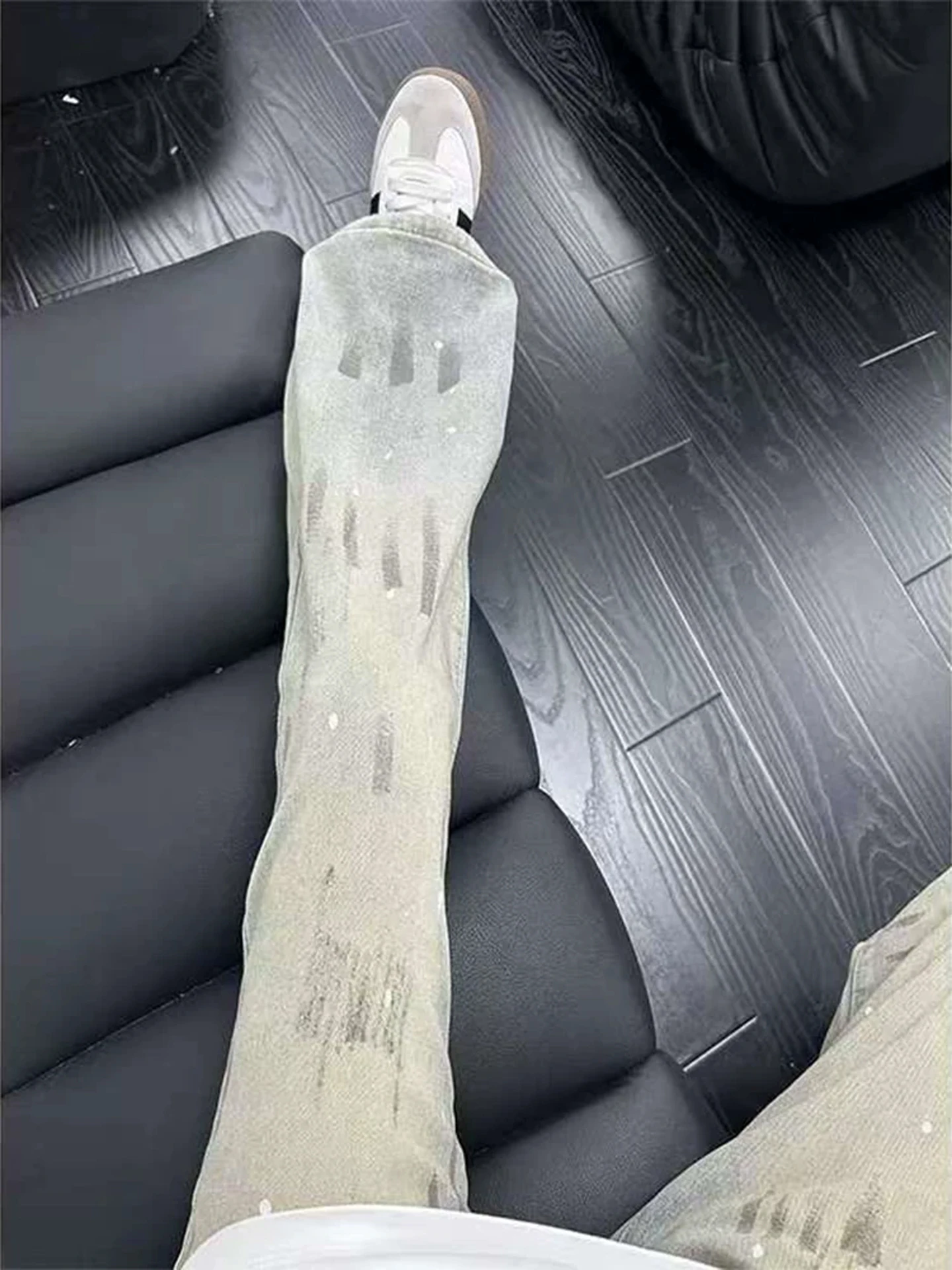 

Мужские зимние джинсы American Waed Spray Ink, утепленные, в стиле High Street, зауженные, прямые, с легким расклешением