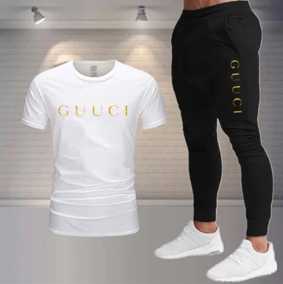 

2025 Summer Fashion T-shirt and Pants Set High Style Street Men's Short sleeved Loose Top Printed Style