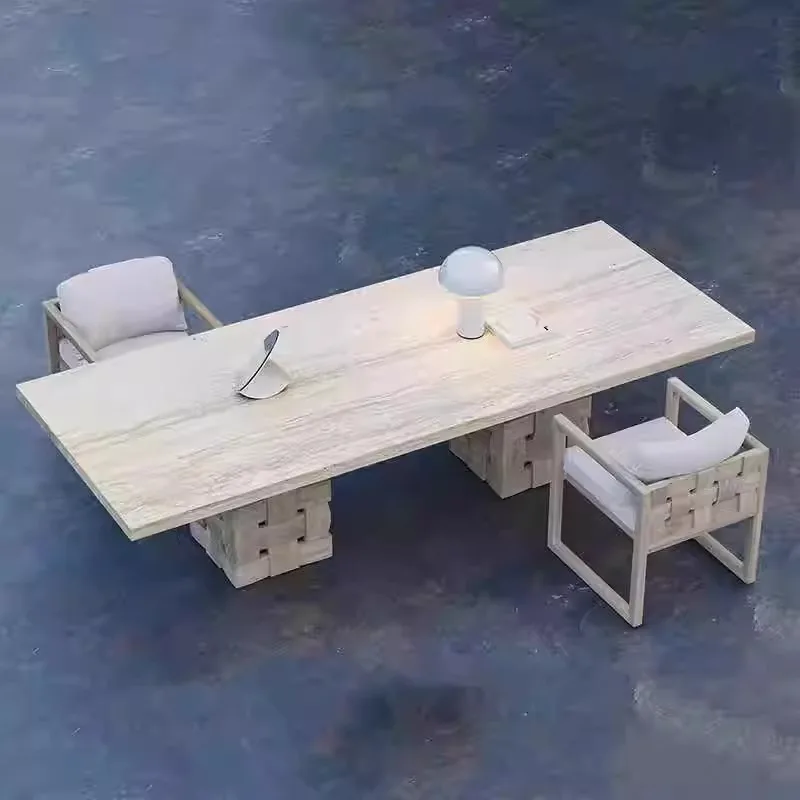 

Outdoor leisure sun protection, teak tables and chairs, rattan furniture combination