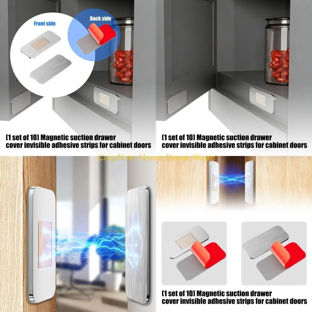 92MF 10 Piece Metal No Hole Latches 40mm for Kitchen Bathroom Cabinet Door
