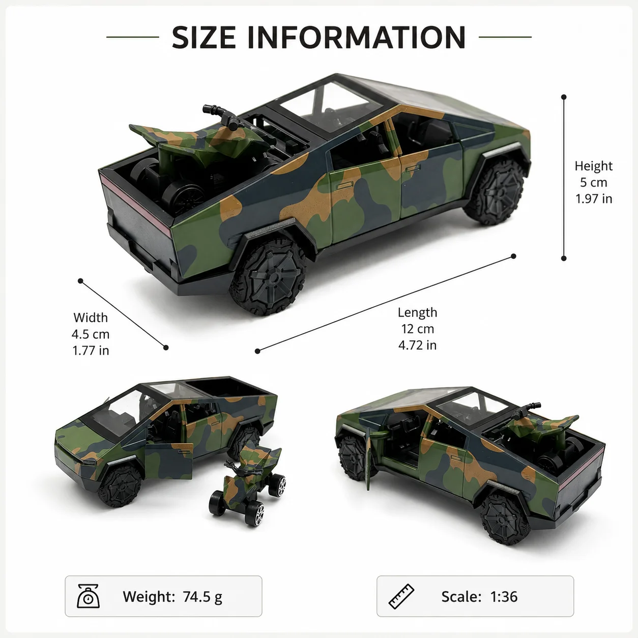 (Corrugated Box) Sharp-body Futuristic Pickup Style Toy Car, Powerful Spring, Metal Casting,the Best Gift. view 3