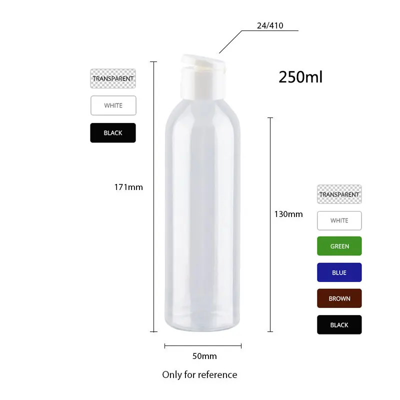 25pcs 150ml 200ml 250ml Empty Clear Amber Refillable Cosmetic Bottle With Plastic Flip Cap 200cc Capacity PET Shampoo Container