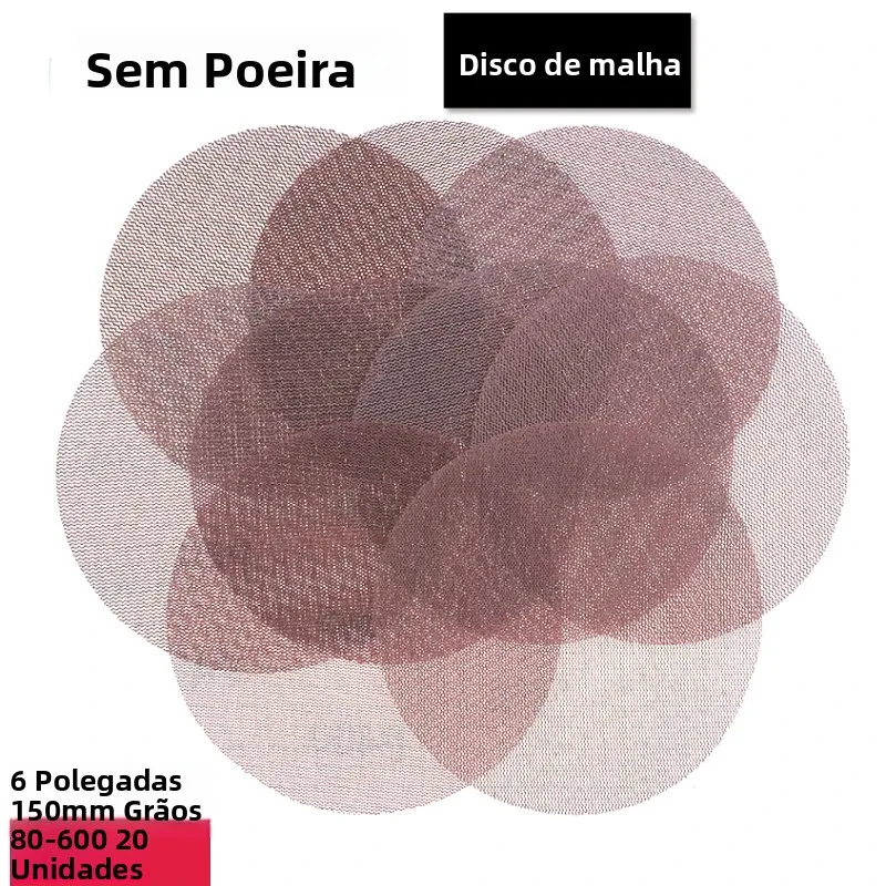 20-pc-6-polegada-150mm-gancho-laco-malha-livre-de-poeira-anti-bloqueio-lixa-abrasiva-80-600-grao-pintura-carro-acabamento-de-metal