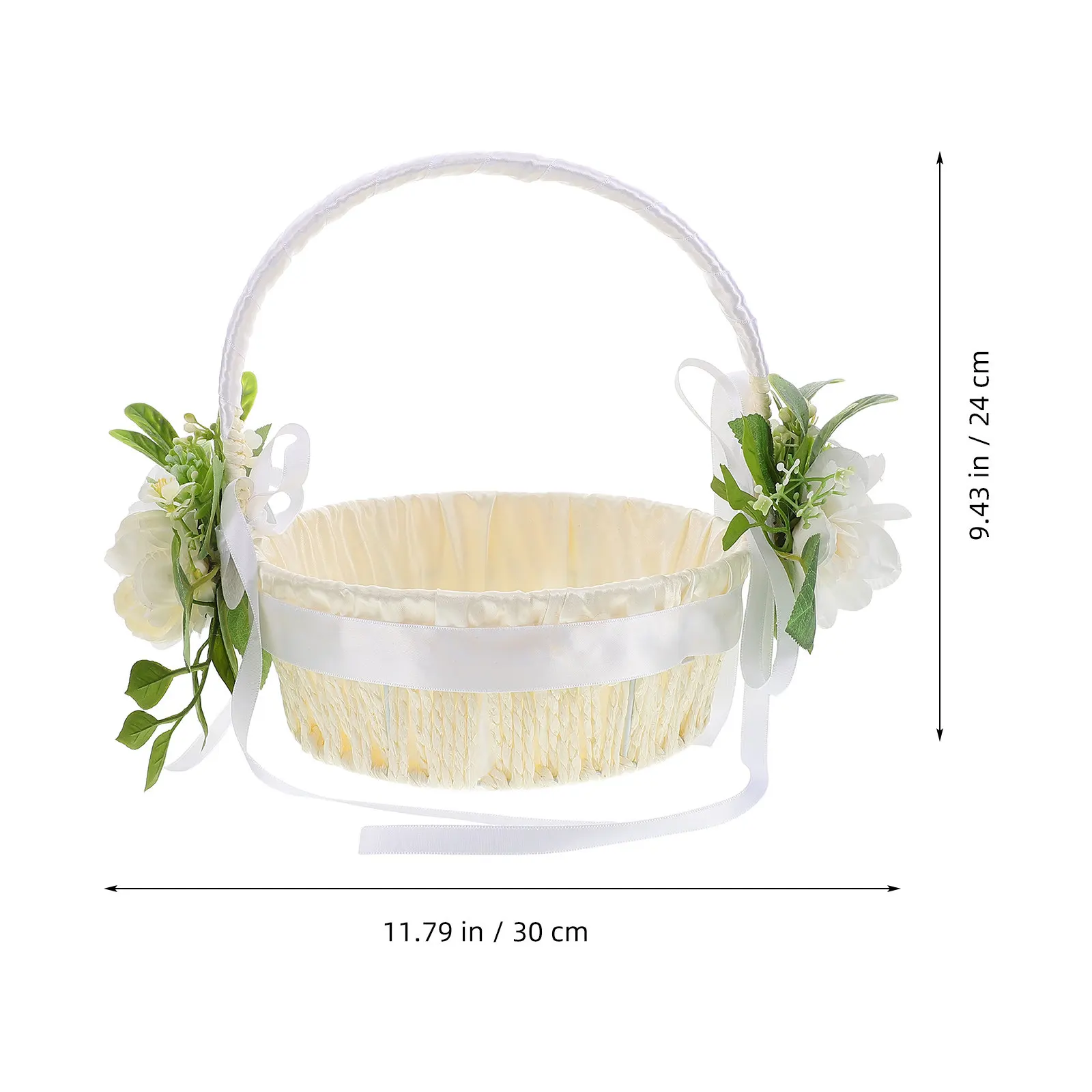 Woven Wicker Flower Basket Handmade Rustic Rattan Wedding Decor for Petal Scattering Bridal Shower Ceremony Aisle Storage