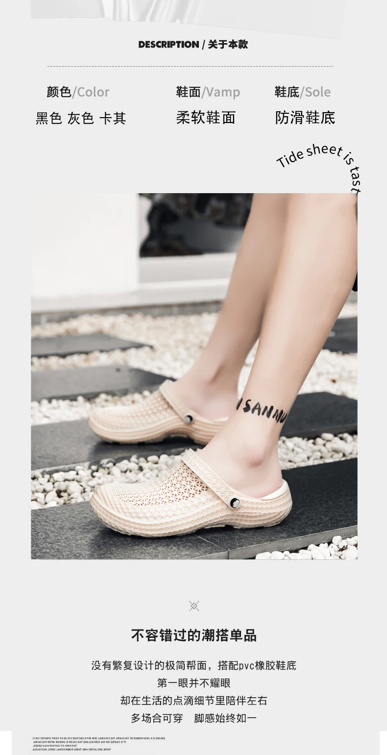 Herren Atmungsaktive Clogs Rutschfeste EVA Gartenschuhe Lässige Slip-on Pflege- und Kochschuhe Strand-Sandalen für Outdoor und Indoor im Sommer – Detail 3