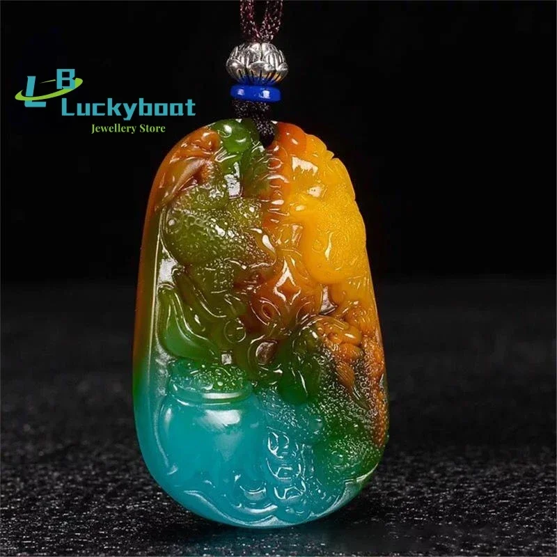 

Xinjiang Gobi Golden Silk Coloured Jadeite Chicken Blood Stone Flowering 3 Feet Golden Toad Ten Million Cash Pendant Men Amulet