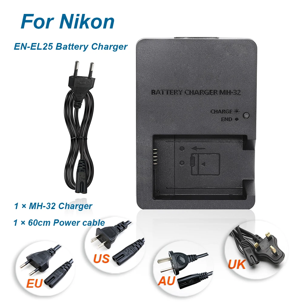MH-32 MH32 Ladegerät Kamera für Nikon EN-EL25 ENEL25 EL25 Akku Nikon Z50 ZFC Z30 Z50II Micro Einzelkamera