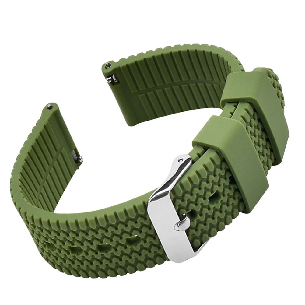 

1pc Silicone Watch Band Durable Comfortable Army Green Men Accessories Premium Quality Long Term Use Flexible Sturdy Soft