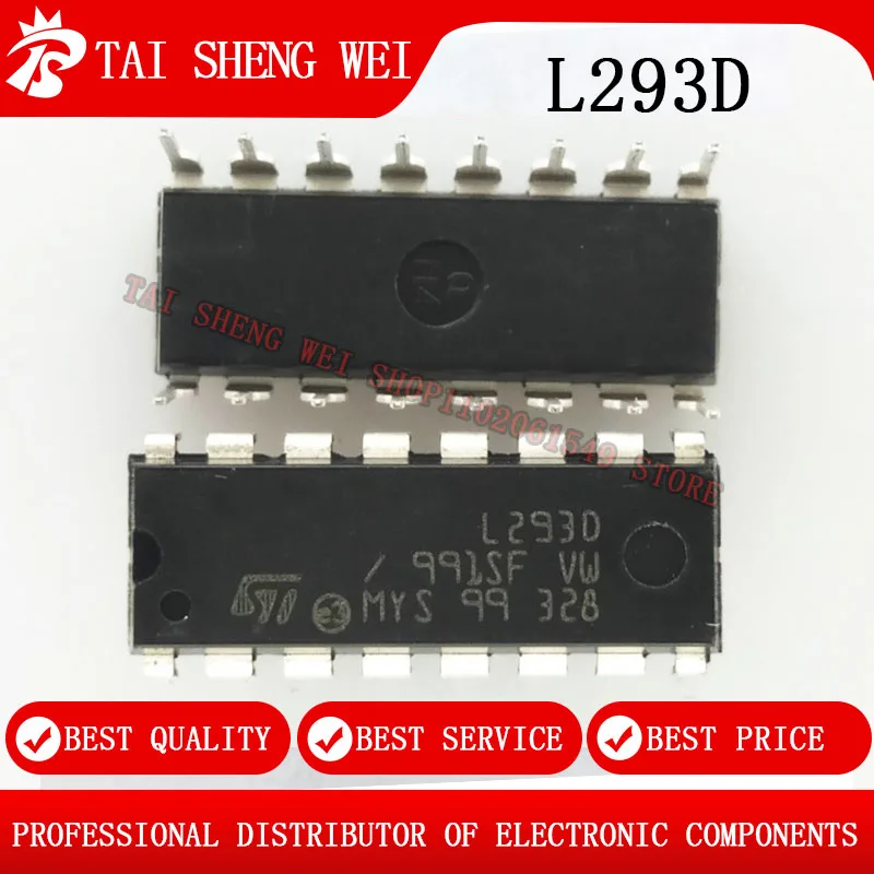 10PCS NEW Original L293D DIP16 293 IC MOTOR DRIVER PAR  L293 DIP-16 pin Quadruple Half-H Driver