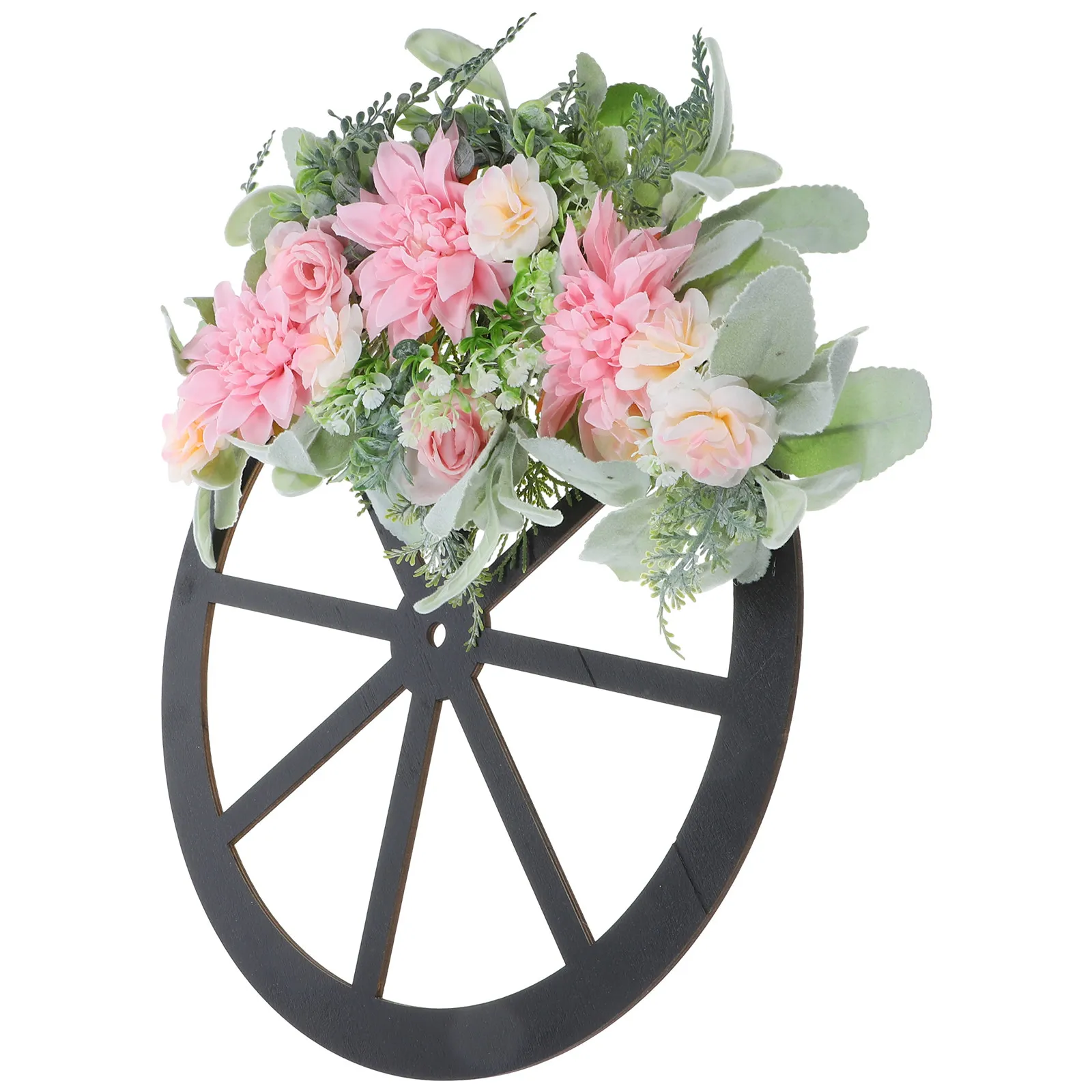 Artificial Flower Leaves Spring Wheel Wreath Front Door Wall Decoration Greenery Simulated Garland Photo Prop Outdoor Indoor