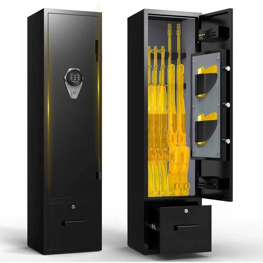 

Secure Storage Cabinet for Firearms with Quick Access, Adjustable Shelves, and Theft Protection