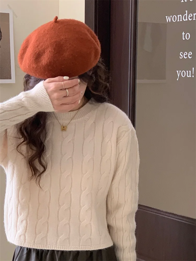 

Thiened Basic Sle круглый свитер Ne Twist легко носить длинный вязаный пуловер све мягкий и удобный для молодых женщин