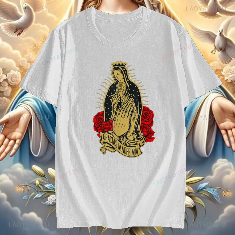 New Fashion Summer Virgin Mary Tshirt Men and Women Wear Casual Cotton Short-sleeved T-shirt for Full Size XS-3XL Unisex Tee