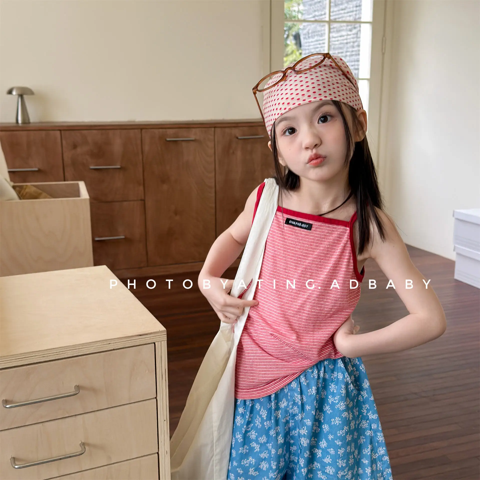 

2026 Summer New Children Sleeveless T Shirts For Boys Girls Sling Vest Baby Casual Striped Tops Kids Tee Toddler Clothes