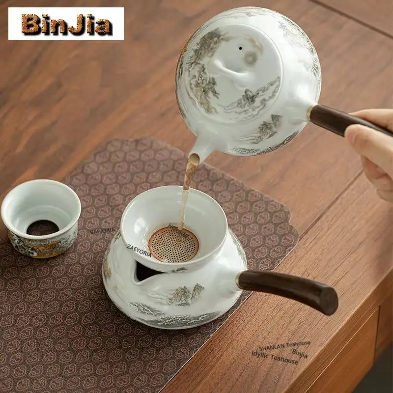 250ml Ru Kiln Gold Landscape Tea Pitcher Tea Divider Serving Cup Fair Cup Cha Hai Dispenser Justice Cup Fair Mug Cafes Supplies