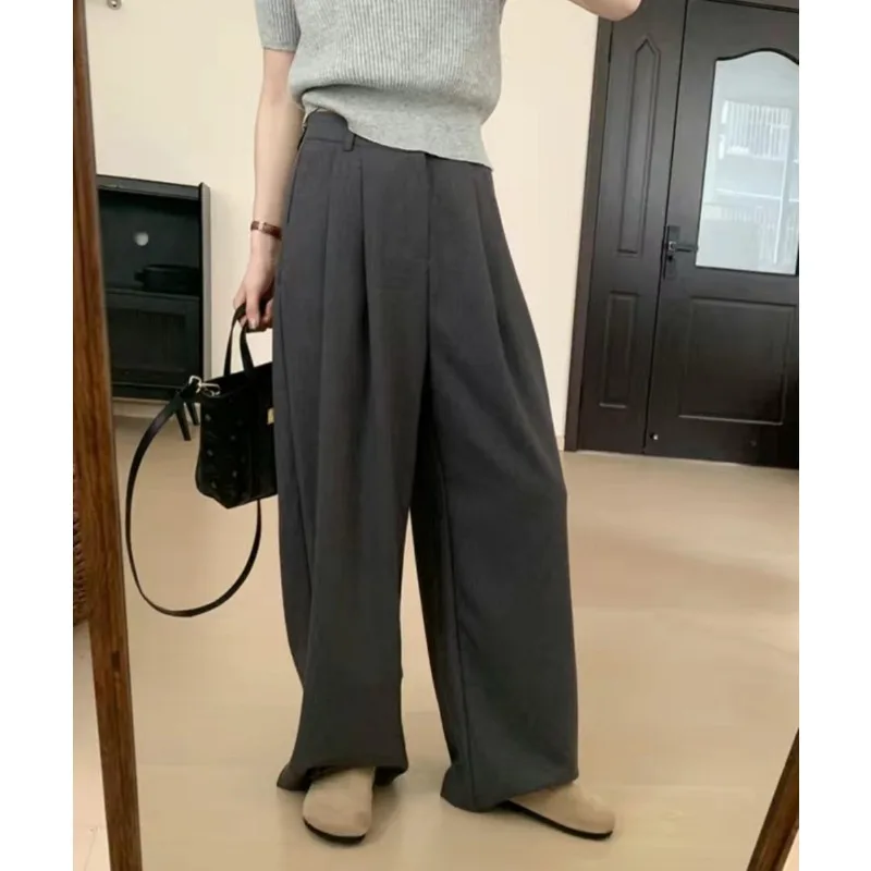 

Deeptown Baggy Elegant Suit Pants Women Korean Fashion Classical Office Ladies Casual Trousers Wide Leg Basic Straight Pantalon