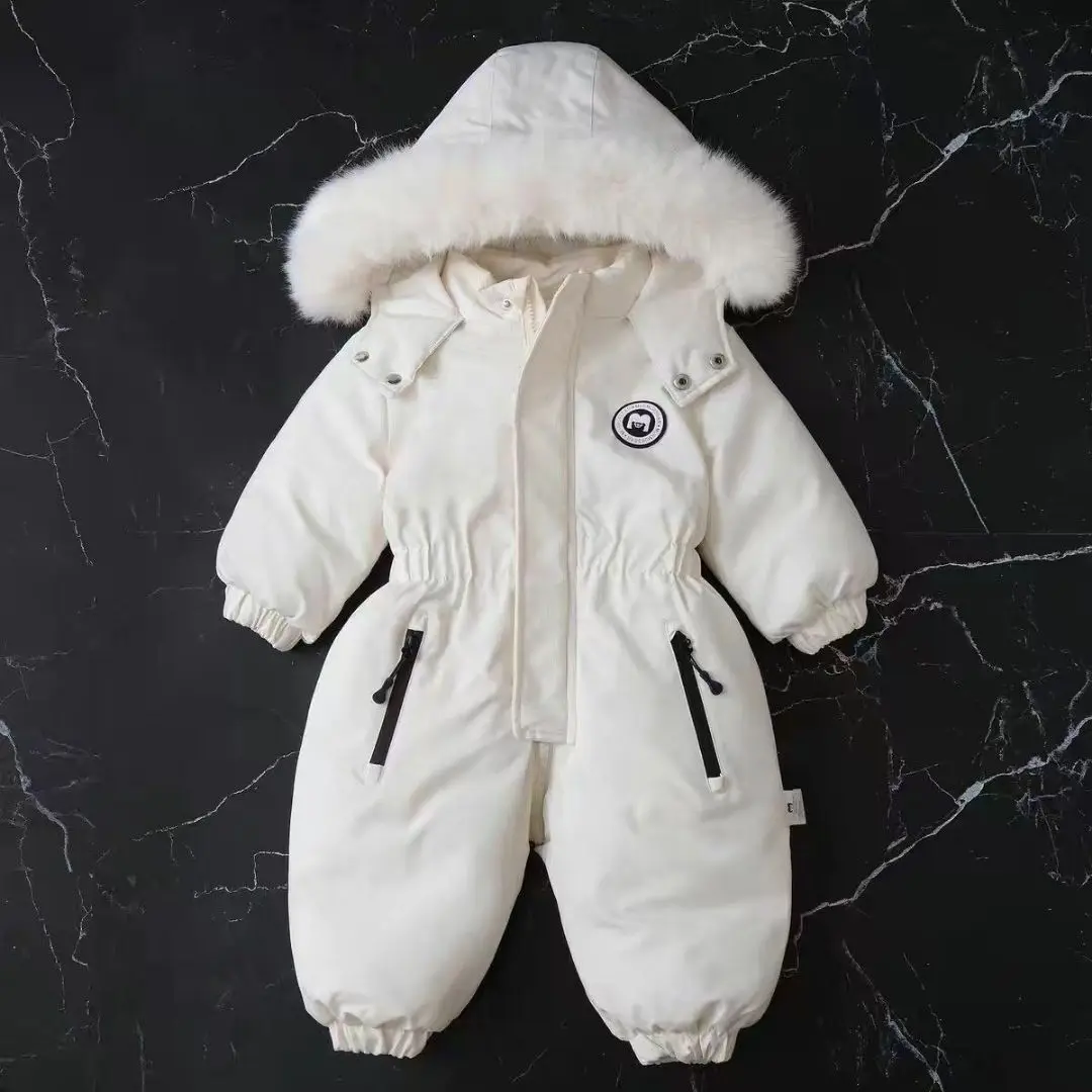 Boy Overalls-30 degree Winter Ski Suit Plus Velvet Baby Jumpsuit  Warm Kids toddler girl Clothes Children Clothing coat overcoat