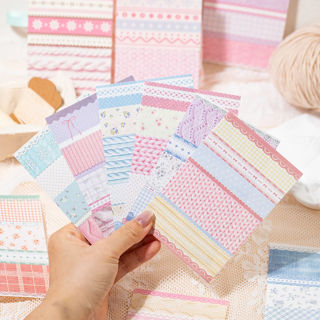 26Pcs Gentle Weaving White Kraft Paper Stickers, Pastel Plaid Lace Ribbon Patchwork Strips for Journal Scrapbook DIY
