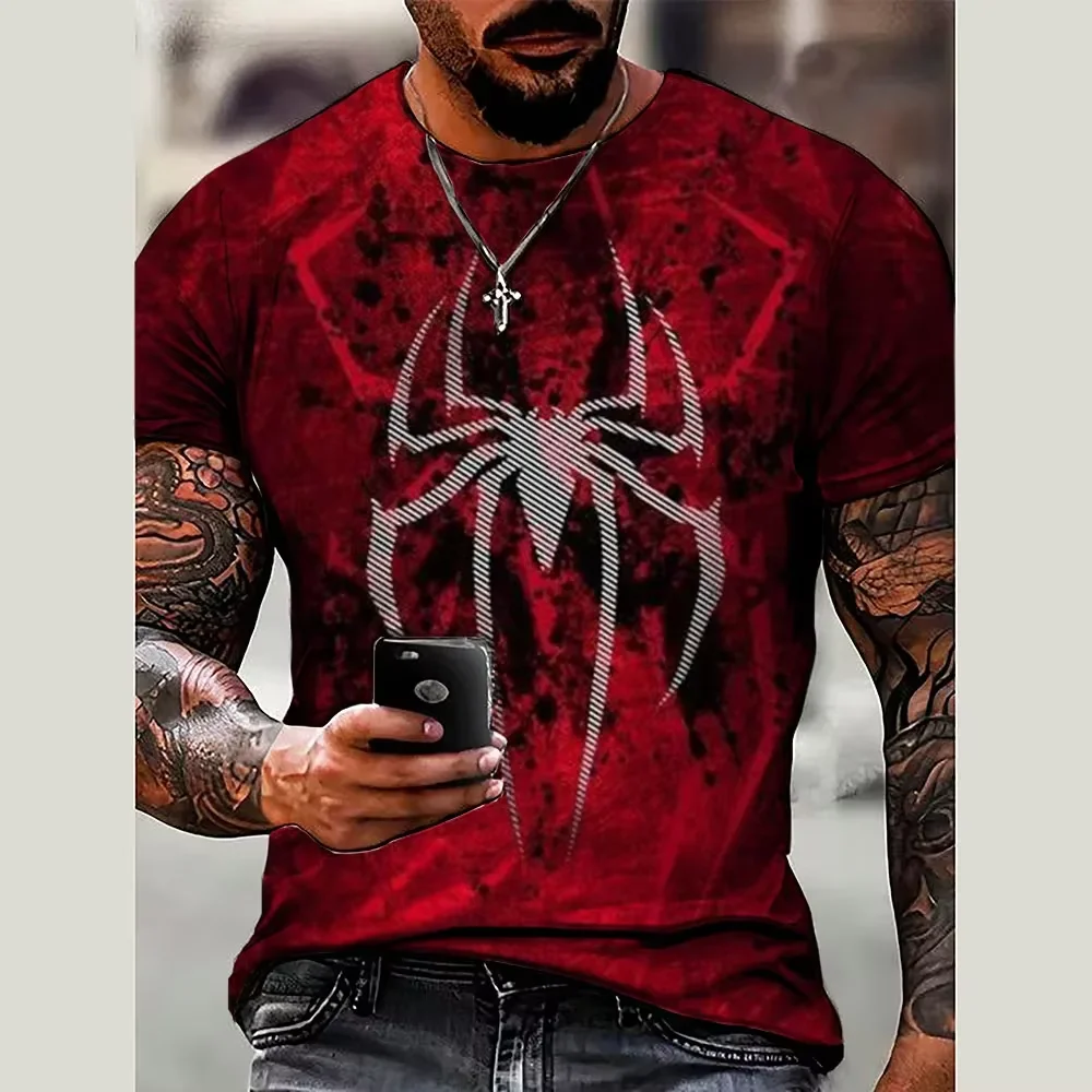 

Marvel Men's T-shirt Spider-Man T-shirt 3D Printed Short Sleeve Summer New Men's T-shirt Fashion Oversized Men's Clothing