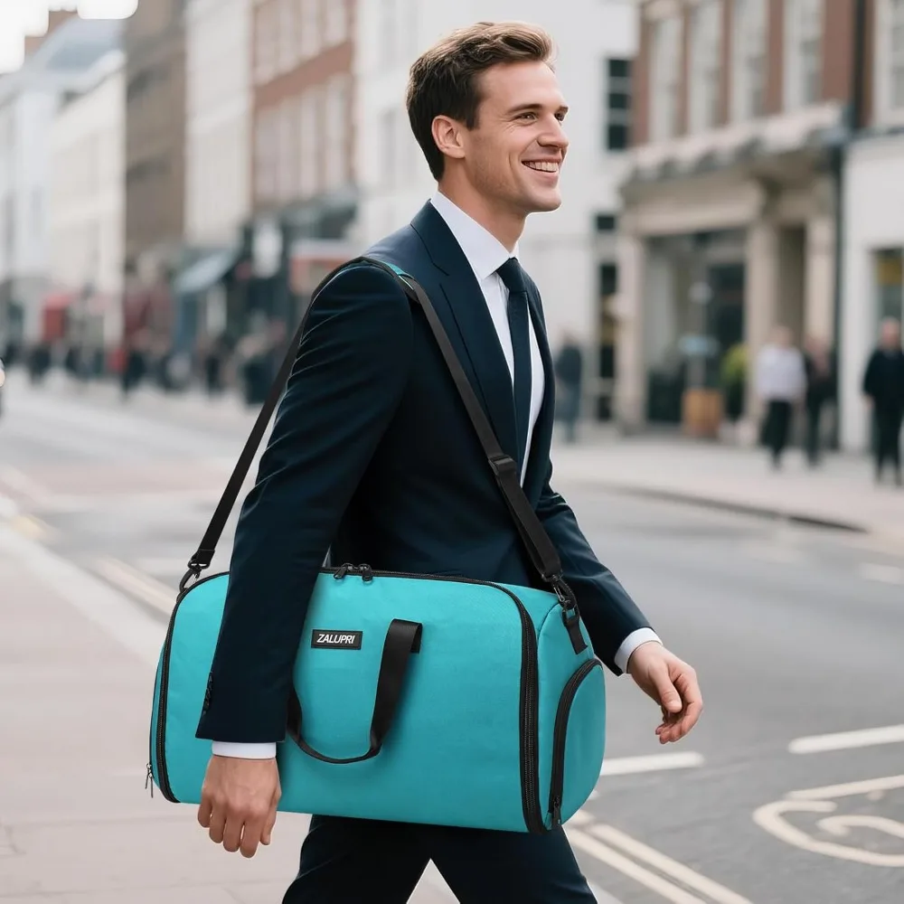 حقائب سفر واق من المطر للملابس، عطلة نهاية الأسبوع سعة 45 لترًا لرحلات يومين، خالية من التجاعيد، حجرة للأحذية #6