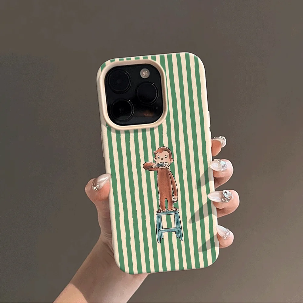 Koreanischer Stil Niedliche Cartoon-Affen-Zahnbürsten-Handyhülle für iPhone 17 16 15 14 13 12 11 Pro Max Plus X XR Silikon-Softcover – Detail 4