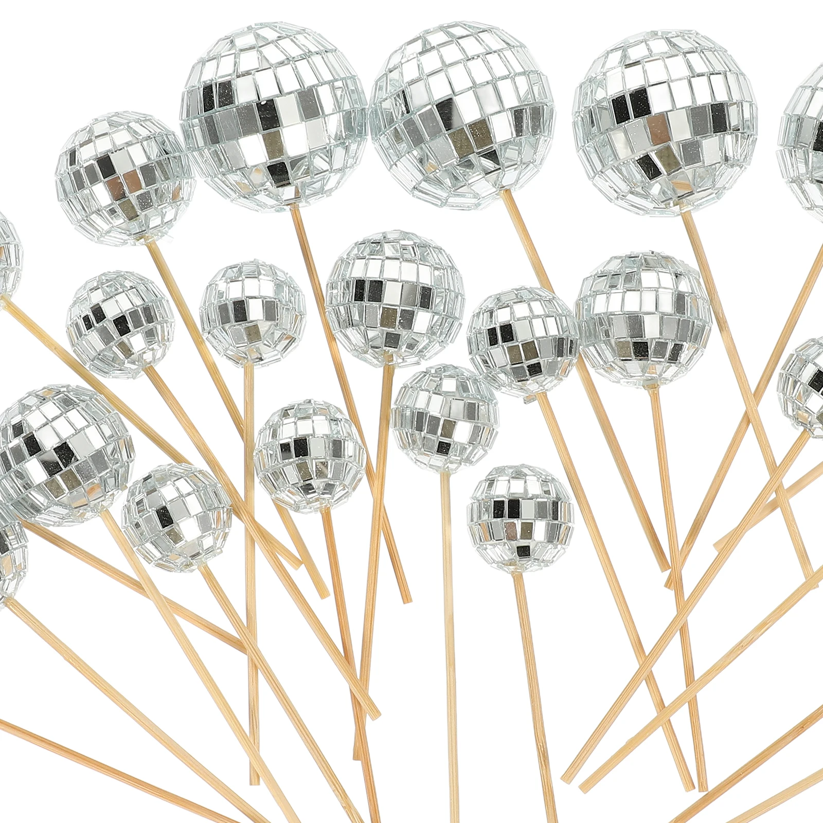 

24Pcs Cake Disco Picks Mirror Surface Decoration for Birthday Wedding Baby Shower 70S 80S Party Cupcake Toppers Favor