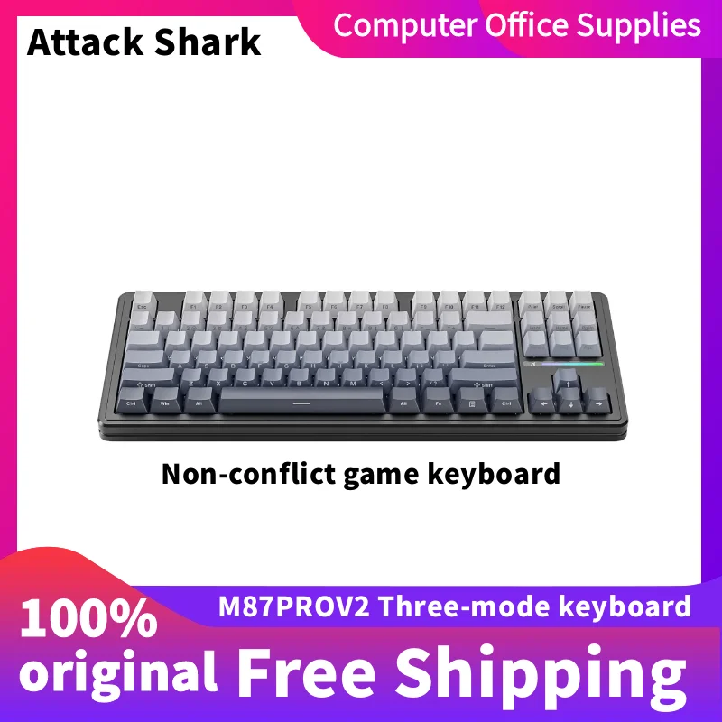 

Новая механическая клавиатура AttackShark M87PRO V2 с магнитной осью, колпачки для клавиш из ПБТ с боковой гравировкой, игровая клавиатура с возможностью горячей замены
