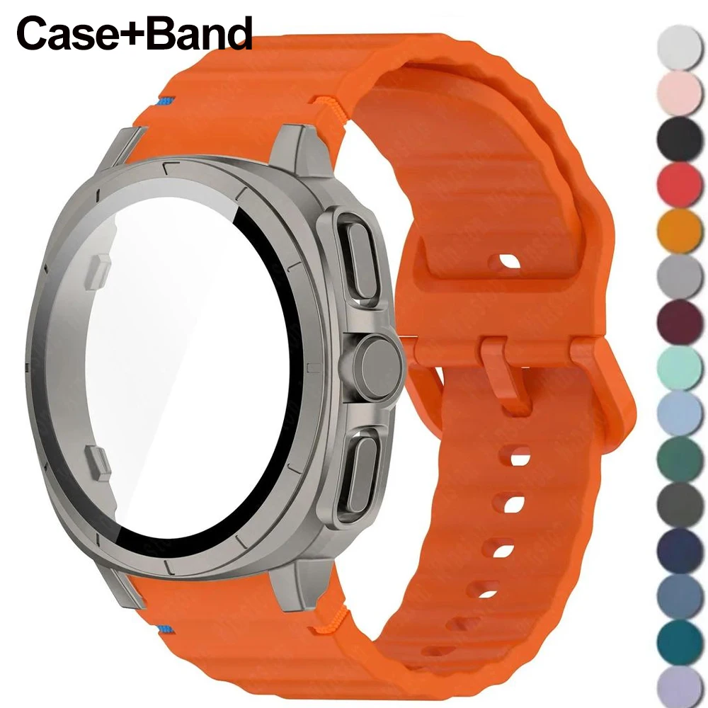 2-in-1-Hülle + Sport-Silikonarmband für Samsung Galaxy Watch 7 40 44 mm Aussehen Upgrade Ultra-Hülle für Galaxy Watch 7 Armband