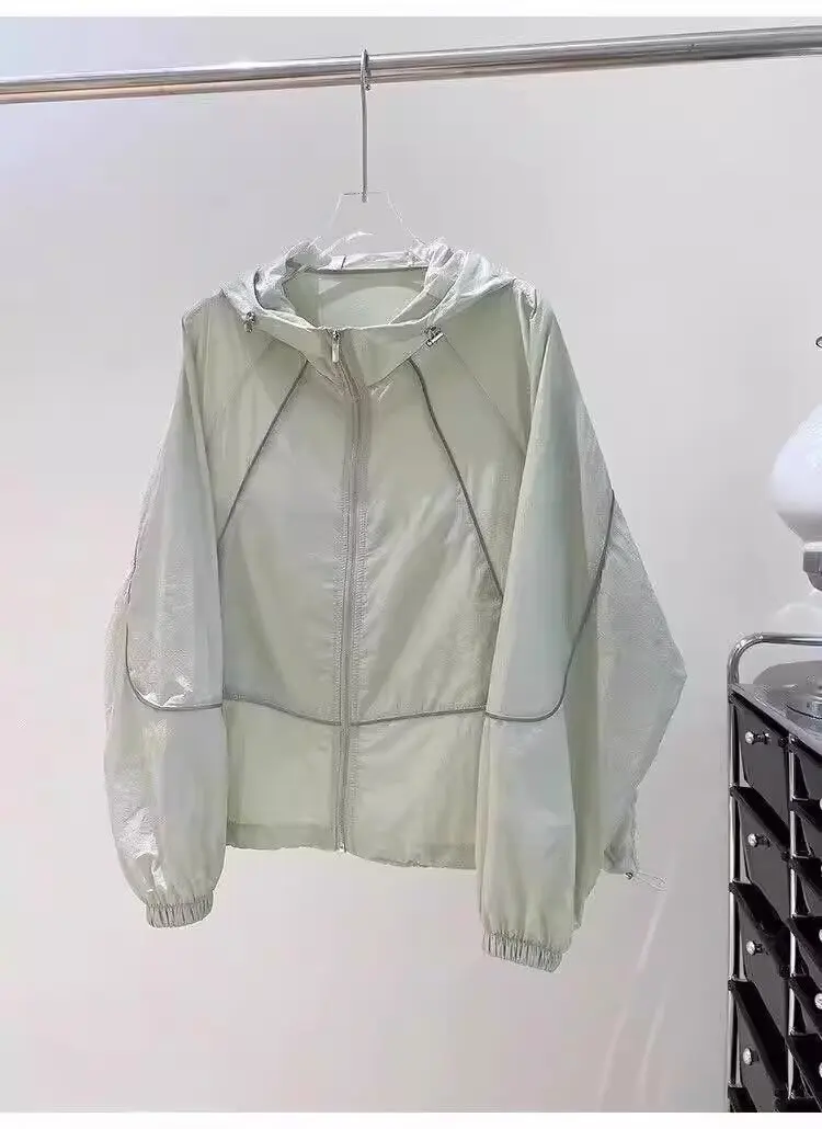 Kühlendes Sonnenschutz-Shirt für Damen – Neues, locker sitzendes, vielseitiges, atmungsaktives, dünnes Sonnenschutzkleidungsstück mit Kapuze für den Sommer – Detail 6
