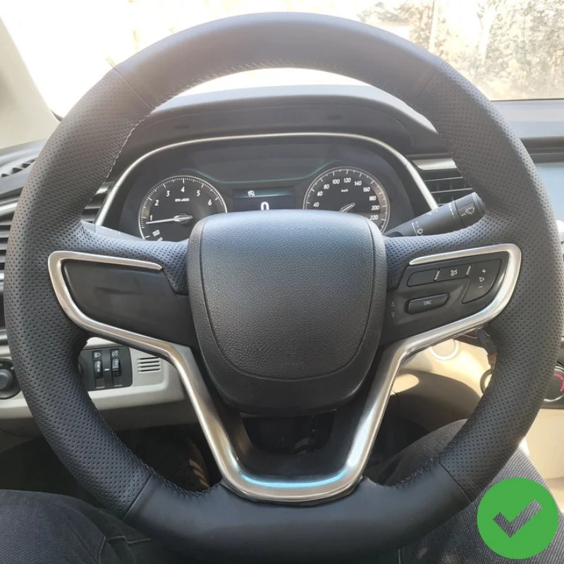 

Custom Hand-stitched Black Microfiber Leather Steering Wheel Cover For Buick Excelle 2015 2016 2017 2018-2021 Car Accessories
