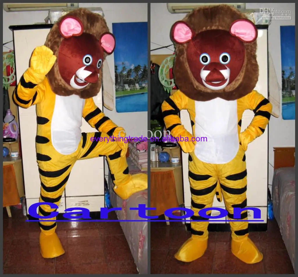 Nuovo adulto vendita calda schiuma carino tigre leone cartone animato mascotte Costume peluche natale vestito operato Costume mascotte di Halloween