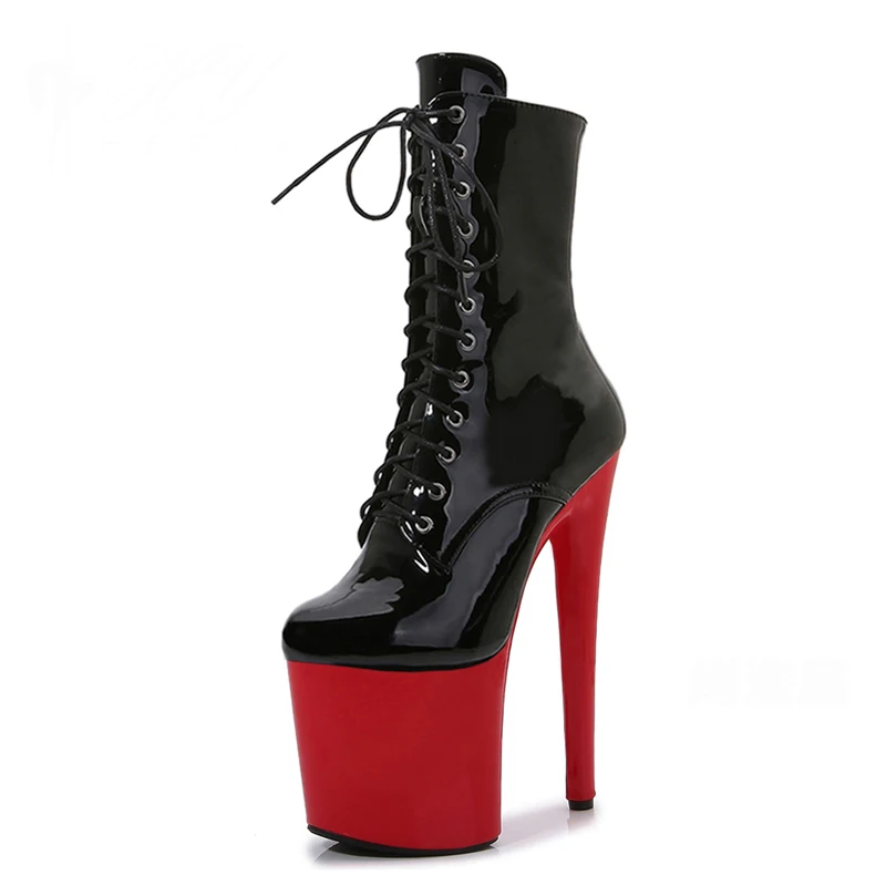 LAIJIANJINXIA New 20CM/8inches High Heels Platform Pole Dance shoes Matte PU upper Sexy boots