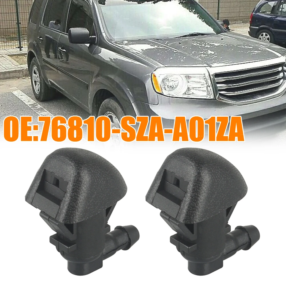 2Pcs/1 Pair Car Auto Front Windshield Hood Nozzle Jet Replacement Black Fit For Honda Pilot 76810-SZA-A01ZA 2009-2015