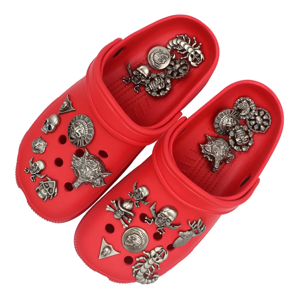 Punk Style Halloween Accessories Metal Shoe Decorations Rotundity Shoe Charm Skull Animal Scorpion Detachable Snap-in 1Set 15pcs