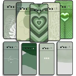 Art Sage Green Phone Case For Google Pixel 7 7A 8 Pro 6 6A 7 Pro Cover TPU Soft Shockproof Silicone Full Capinha