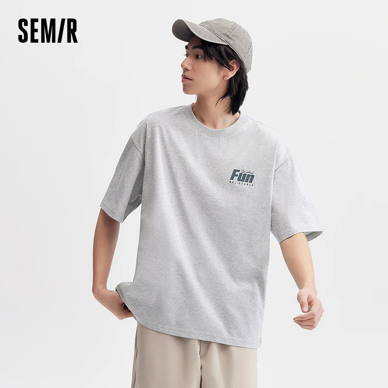 Semir Men 2024 Summer New Short-Sleeved T-Shirt Letter Print Top Moisture-Wicking And Sweat-Absorbing Tee