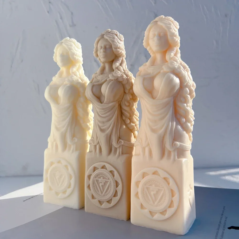 Symbols Goddess Statue Silicone Molds Woman Bust Candle Mold with Beauty Sculpture Greek Art Wax Tool