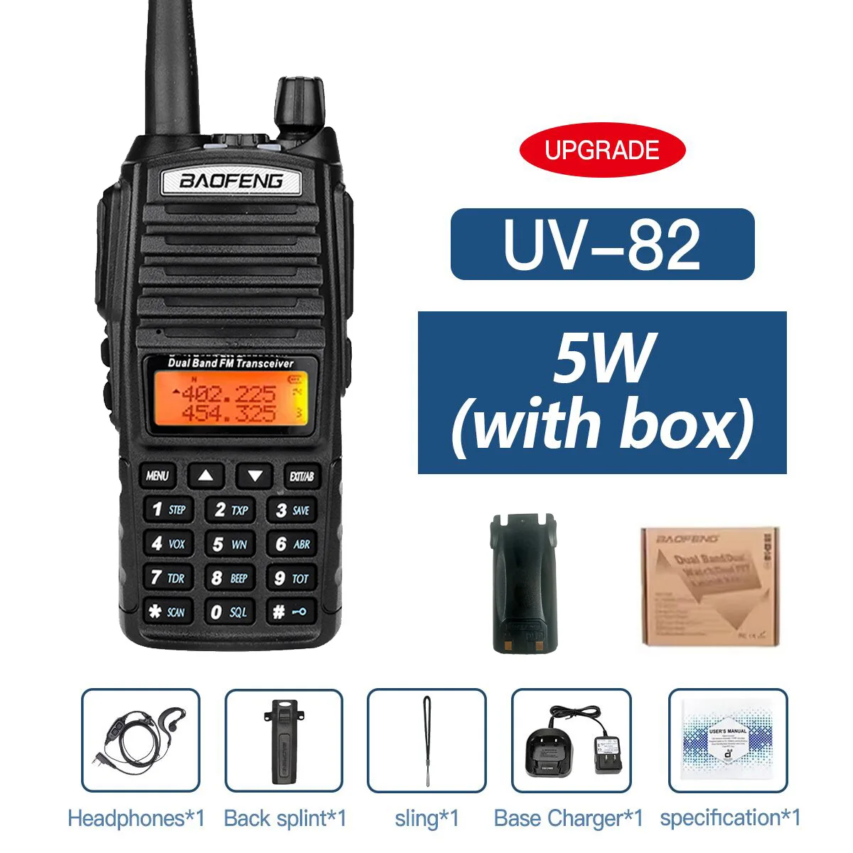 Baofeng UV-82 Dual PTT Walkie Talkie High Power 5W/8W EU82X Dual Band VHF UHF FM Amateur Radio Stati 10KM Lange Ham CB Radio