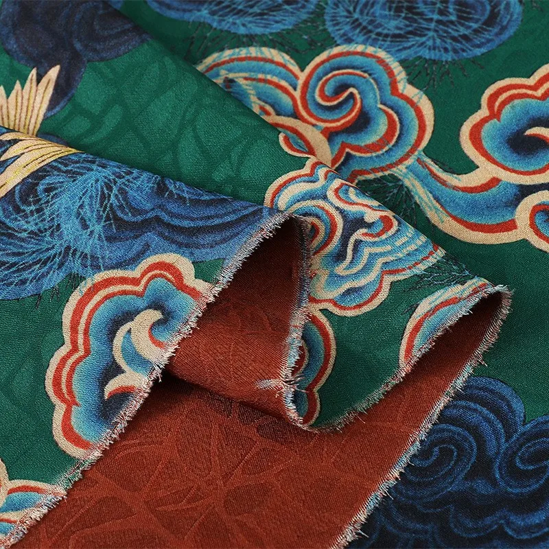 Tissu imprimé jacquard robuste pour cheongsam Hanfu et vêtements habillés de bon augure