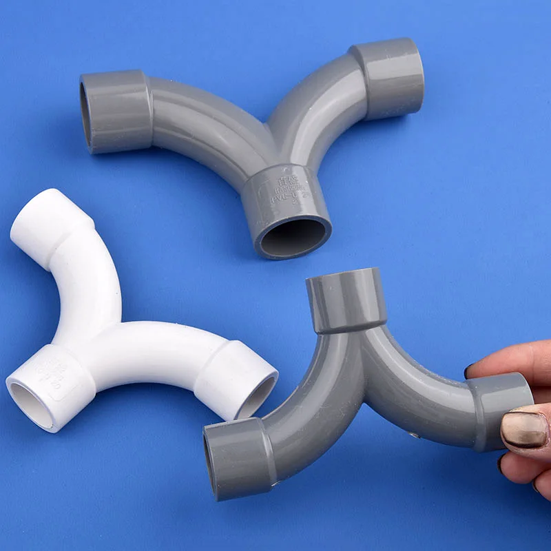 1Pc 20/25/32mm PVC Pipe Big Flow Y-type 3-Way Splitter Connector Water Pipe Large Arc Elbow Tee Joint Garden Irrigation Fittings