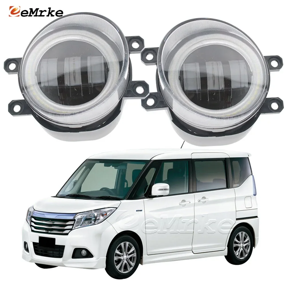 

2 шт. противотуманные фары в сборе для Mitsubishi Delica D2 D:2 Custom 2015-2018 светодиодные ангельские глазки DRL передний бампер дневные ходовые огни