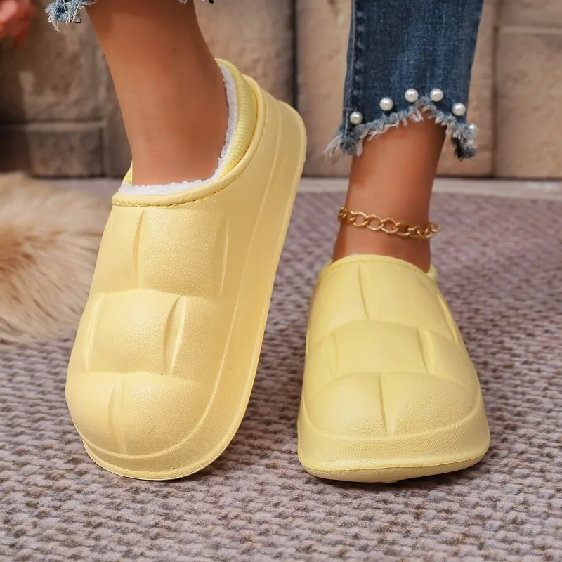 

2025 Winter Waterproof Covered Heel Cotton Shoes Women Comfortable Non-slip Home Women's Boots Casual Plush Warm Cotton Slippers
