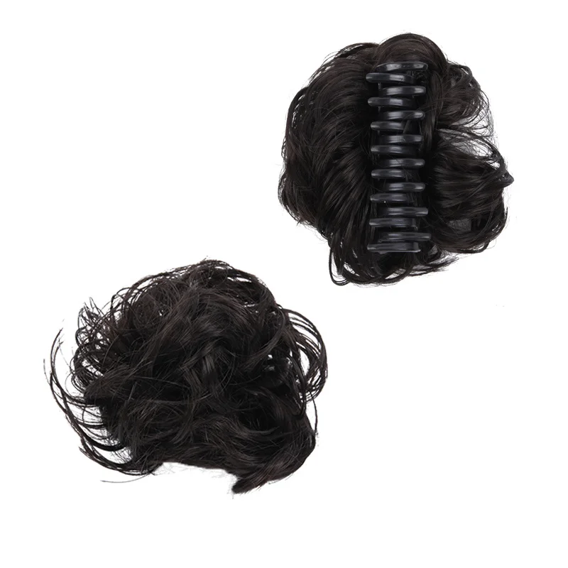 Fashion Wig Hair Claw Bun Messy Scrunchies Hairpiece Accessories Claw Clip Chignon Curly Fake Hair Elastic Hair Band for Women